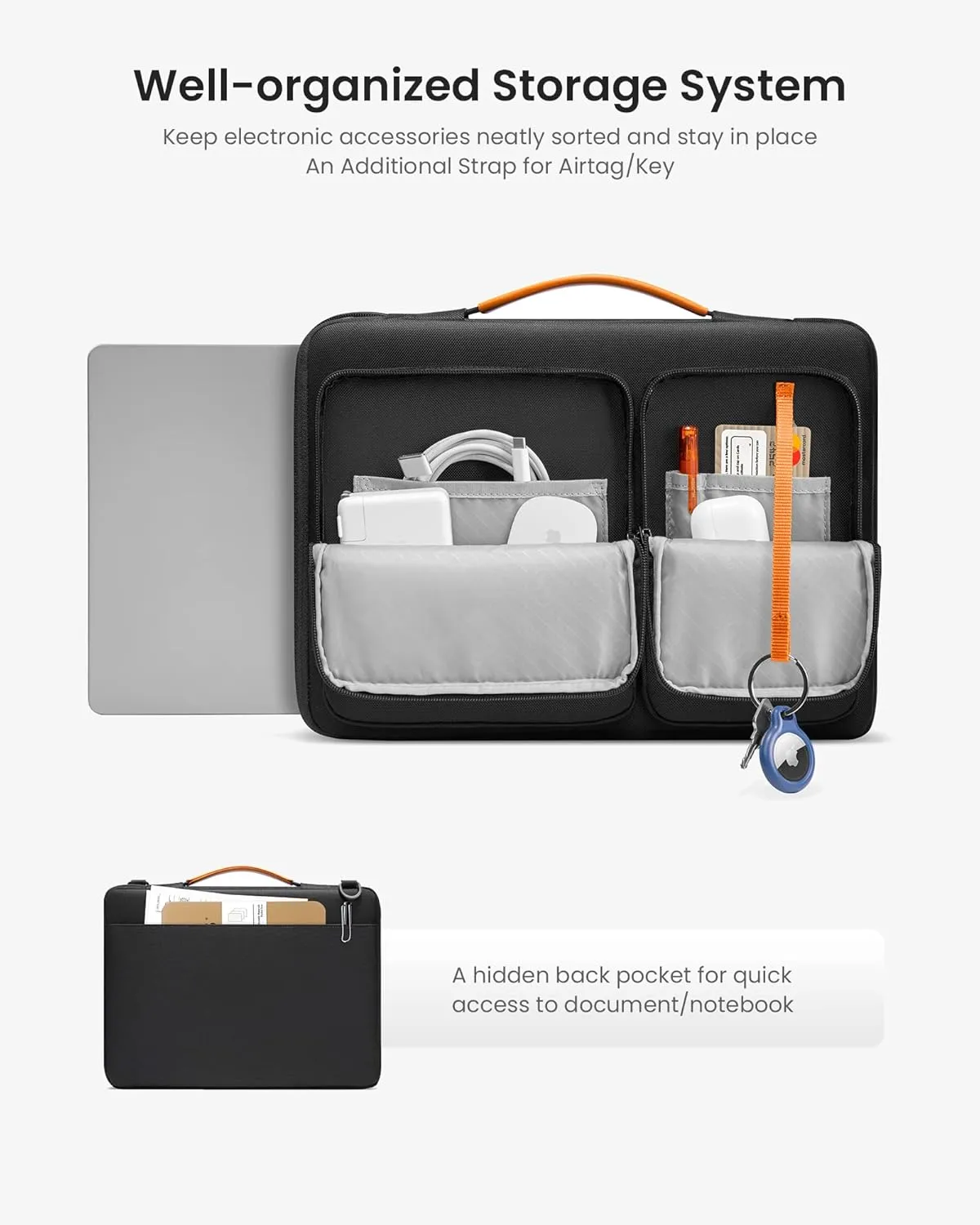 tomtoc 360 Protective Laptop Shoulder Bag for 15.6 Inch Laptop, Fit Acer Aspire 3/5/7, Dell Inspiron/XPS, ASUS ROG/TUF, Lenovo ThinkPad L/E/T/P/V, Waterproof Accessory Case