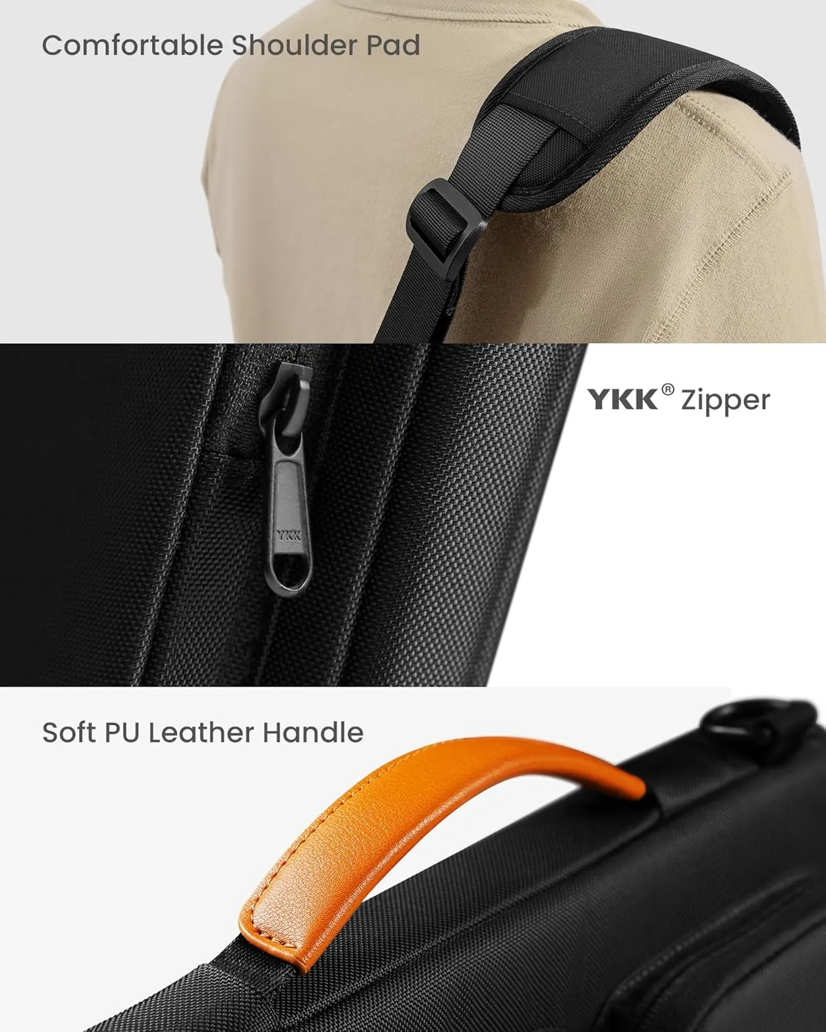 tomtoc 360 Protective Laptop Shoulder Bag for 15.6 Inch Laptop, Fit Acer Aspire 3/5/7, Dell Inspiron/XPS, ASUS ROG/TUF, Lenovo ThinkPad L/E/T/P/V, Waterproof Accessory Case