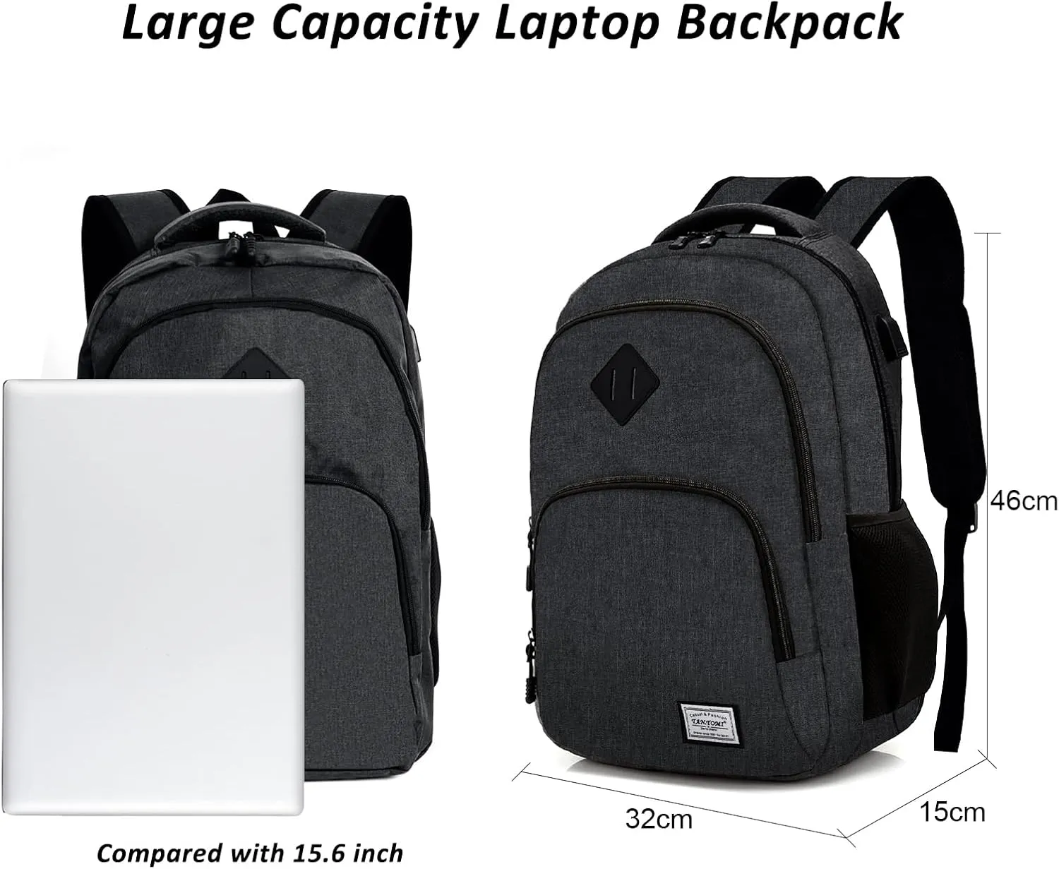 Travel Laptop Backpack, Carry On Backpack for Men Women Laptop Computer Work School Bag USB Port