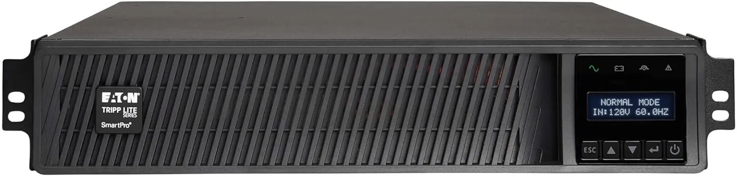 Tripp Lite Eaton Series 2200VA Smart UPS Back Up, Sine Wave, 120V, 1950W, 7 Outlets, 2U Rackmount or Tower, Network Card Installed, LCD, USB, DB9, 3-Year Warranty & $250,000 Insurance (SMART2200RM2UN)