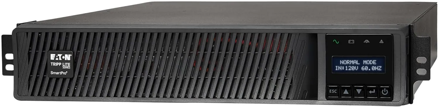 Tripp Lite Eaton Series 2200VA Smart UPS Back Up, Sine Wave, 120V, 1950W, 7 Outlets, 2U Rackmount or Tower, Network Card Installed, LCD, USB, DB9, 3-Year Warranty & $250,000 Insurance (SMART2200RM2UN)