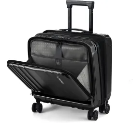 TydeCkare 16" Carry on Luggage with 2 Laptop Compartments, Lightweight Hardshell ABS PC Suitcase with Dual Control TSA Lock, with YKK Zipper, 4 Spinner Silent Wheels, for Business Travel, Black