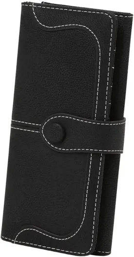 Women's Vegan Leather 17 Card Slots Card Holder Long Big Bifold Wallet